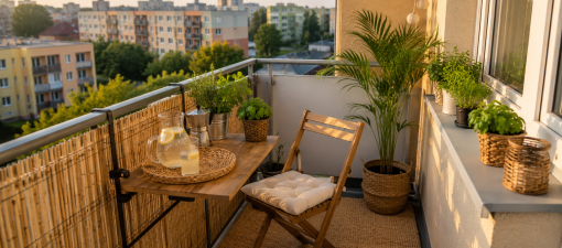 Masz balkon w bloku? Te 7 rzeczy zamieni go w letni azyl za mniej niż 300 zł